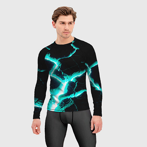 Мужской рашгард Color light blue black / 3D-принт – фото 3