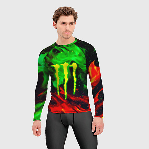 Мужской рашгард Monster energy огонь лого / 3D-принт – фото 3