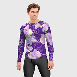 Рашгард мужской Японские акварельные орхидеи, цвет: 3D-принт — фото 2
