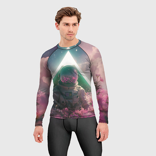 Мужской рашгард Космонавт и цветы на другой планете / 3D-принт – фото 3