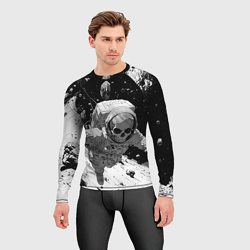 Мужской рашгард Скелет - космонавт на планете / 3D-принт – фото 3