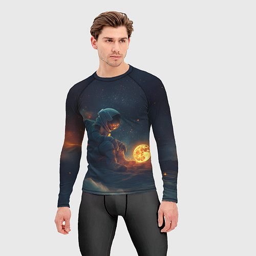 Мужской рашгард Космонавт любуется планетой / 3D-принт – фото 3