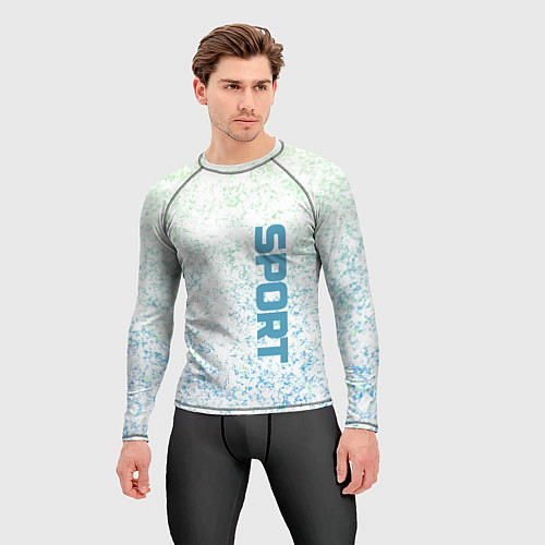 Мужской рашгард Sport бело-голубой / 3D-принт – фото 3