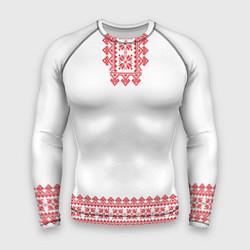 Мужской рашгард Славянский орнамент и узоры - вышиванка рубаха бел