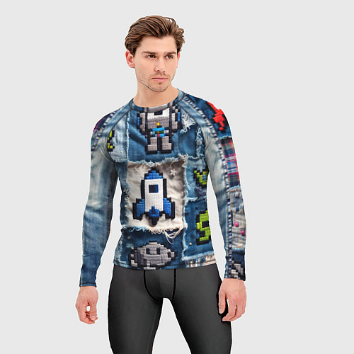 Мужской рашгард Космический пиксельный корабль / 3D-принт – фото 3