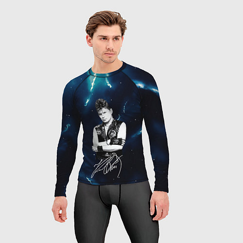 Мужской рашгард Юрий Хой черно-белый портрет с подписью / 3D-принт – фото 3