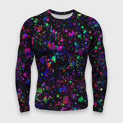 Мужской рашгард Чёрный с разноцветными брызгами