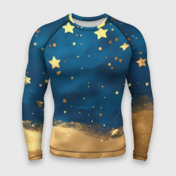 Рашгард мужской Золотые звезды на синем фоне текстура, цвет: 3D-принт
