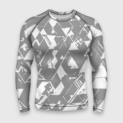 Рашгард мужской Светлый серый геометричный паттерн, цвет: 3D-принт