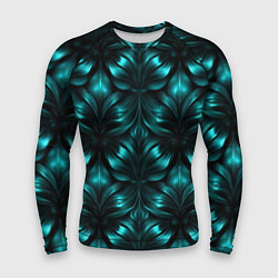Рашгард мужской Зеленые узоры из абстрактных листьев - блестящий п, цвет: 3D-принт