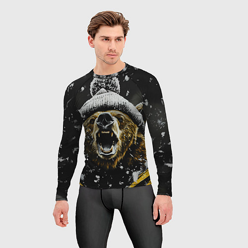 Мужской рашгард Злой большой медведь зимой / 3D-принт – фото 3