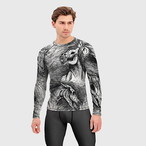 Мужской рашгард Черепа лошадей / 3D-принт – фото 3