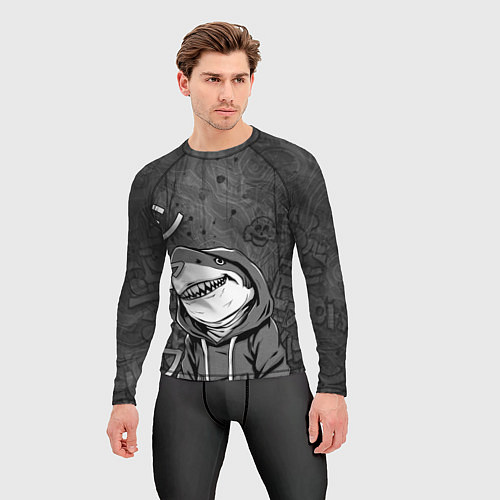 Мужской рашгард Акула в капюшоне / 3D-принт – фото 3