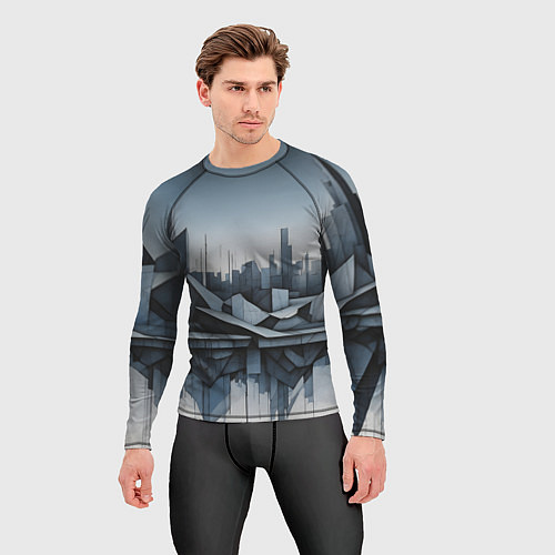 Мужской рашгард Небоскребы и скалы / 3D-принт – фото 3