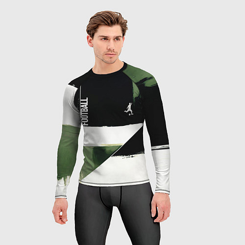 Мужской рашгард Футбол на фоне брызг красок / 3D-принт – фото 3