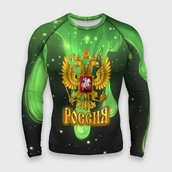 Рашгард мужской Герб России - неоновый фон, цвет: 3D-принт