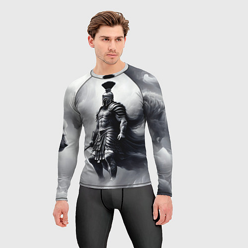 Мужской рашгард Спартанский воин среди львов / 3D-принт – фото 3