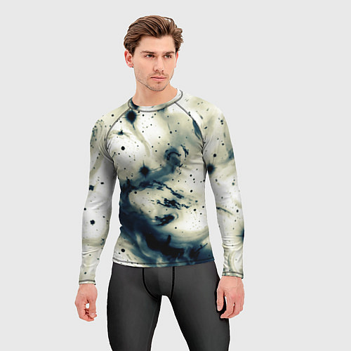 Мужской рашгард Бежевый и тёмно-синий космическая абстракция / 3D-принт – фото 3