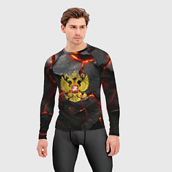 Рашгард мужской Герб России на фоне объемных плит, цвет: 3D-принт — фото 2