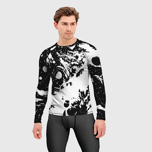 Мужской рашгард Белый с чёрной абстракцией / 3D-принт – фото 3