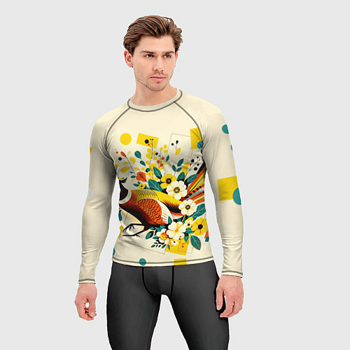 Мужской рашгард Абстракция фазан / 3D-принт – фото 3