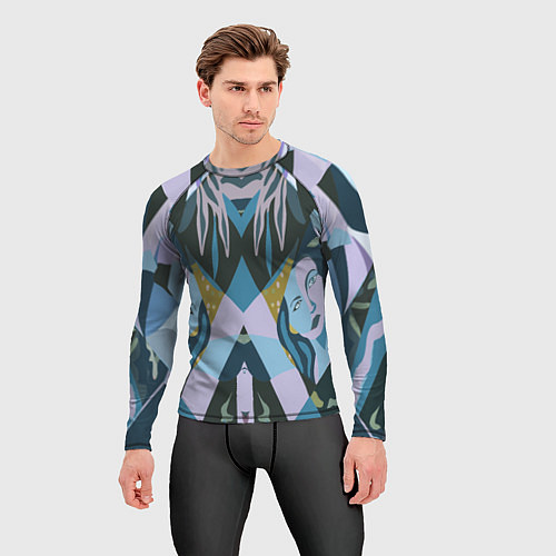 Мужской рашгард Лицо женщины цветной паттерн / 3D-принт – фото 3