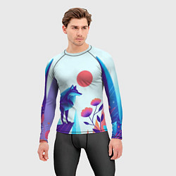 Рашгард мужской Волк в долине охраняет цветок, цвет: 3D-принт — фото 2