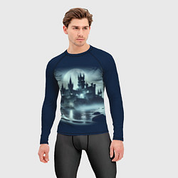 Рашгард мужской Готический замок у пруда, цвет: 3D-принт — фото 2