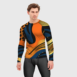 Рашгард мужской Леопардовый с синим и оранжевым, цвет: 3D-принт — фото 2