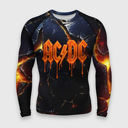 Рашгард мужской ACDC лого из лавы на треснутой текстуре, цвет: 3D-принт