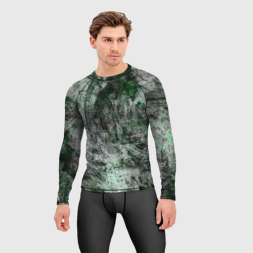 Мужской рашгард Абстракция - grey emerald rock / 3D-принт – фото 3