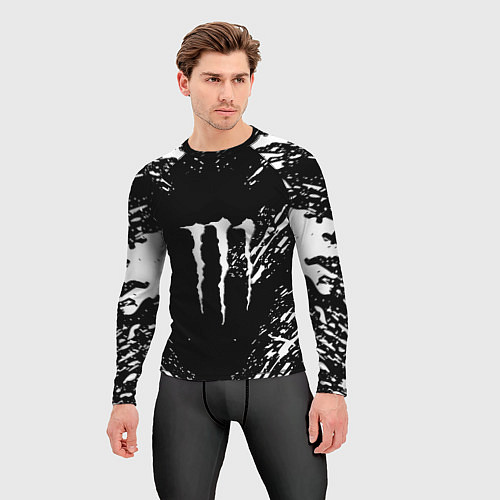 Мужской рашгард Monster energy white splash / 3D-принт – фото 3