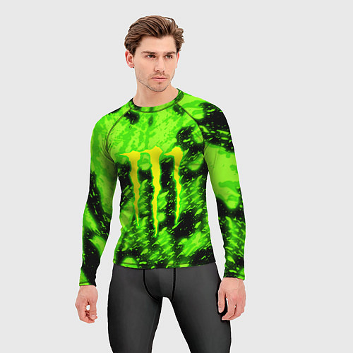 Мужской рашгард Monster energy кислотное лого / 3D-принт – фото 3