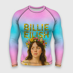 Рашгард мужской Билли Айлиш с цветочным венком на голове, цвет: 3D-принт