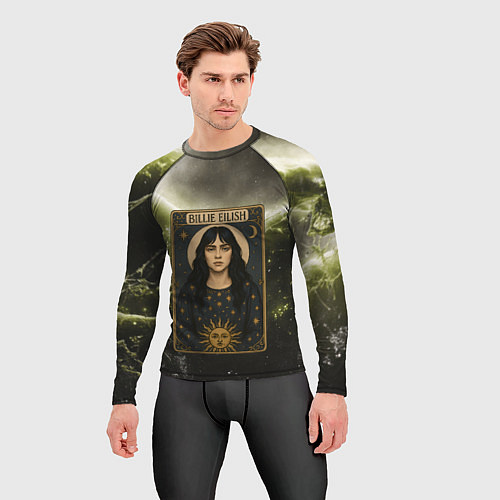 Мужской рашгард Карта с Билли Айлиш / 3D-принт – фото 3