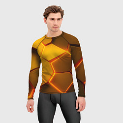 Рашгард мужской Желтые неоновые соты - текстура, цвет: 3D-принт — фото 2