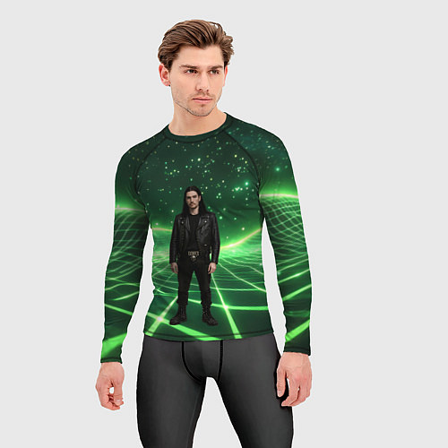 Мужской рашгард Bones в зеленом полигоне / 3D-принт – фото 3