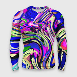 Рашгард мужской Абстракция пластика синий, цвет: 3D-принт