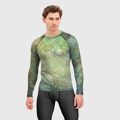Мужской рашгард Абстракция - faded spots on a green background / 3D-принт – фото 3