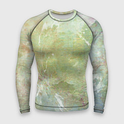 Рашгард мужской Абстракция - white waves on green background, цвет: 3D-принт