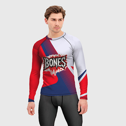 Мужской рашгард Bones лого на красной краске / 3D-принт – фото 3