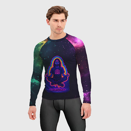 Мужской рашгард Bones медитация в космосе / 3D-принт – фото 3