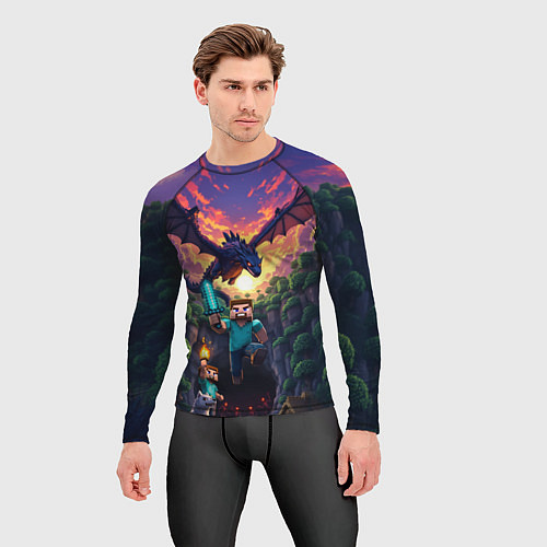 Мужской рашгард Дракон края и Стив - Майнкрафт арт / 3D-принт – фото 3