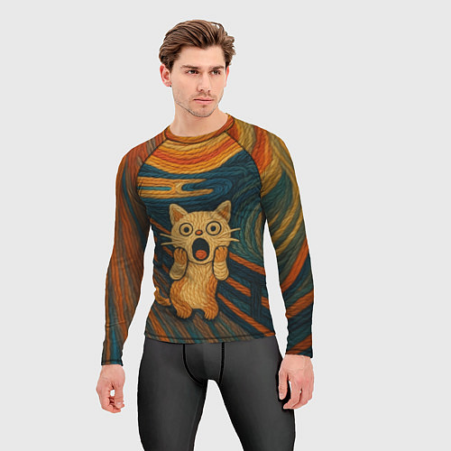 Мужской рашгард Котик Крик - вязаный нейроарт / 3D-принт – фото 3