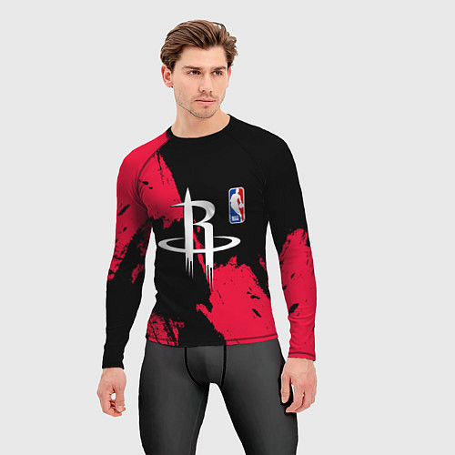 Мужской рашгард Хьюстон Рокетс - брызги краски / 3D-принт – фото 3