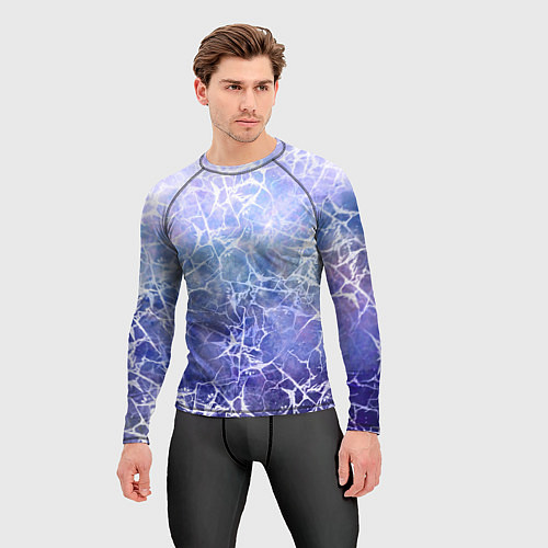 Мужской рашгард Абстракция - white web on blue background / 3D-принт – фото 3
