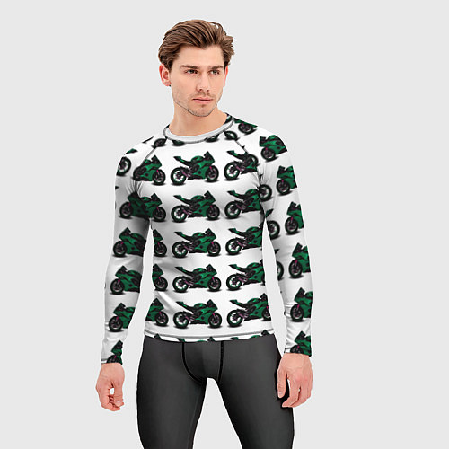 Мужской рашгард Motorbike dark green / 3D-принт – фото 3