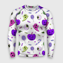 Мужской рашгард Halloween purple pumpkin pattern