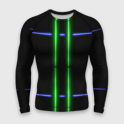 Мужской рашгард Neon black light blue green line