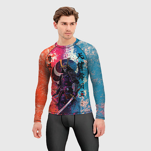 Мужской рашгард Призрачный самурай - краски / 3D-принт – фото 3